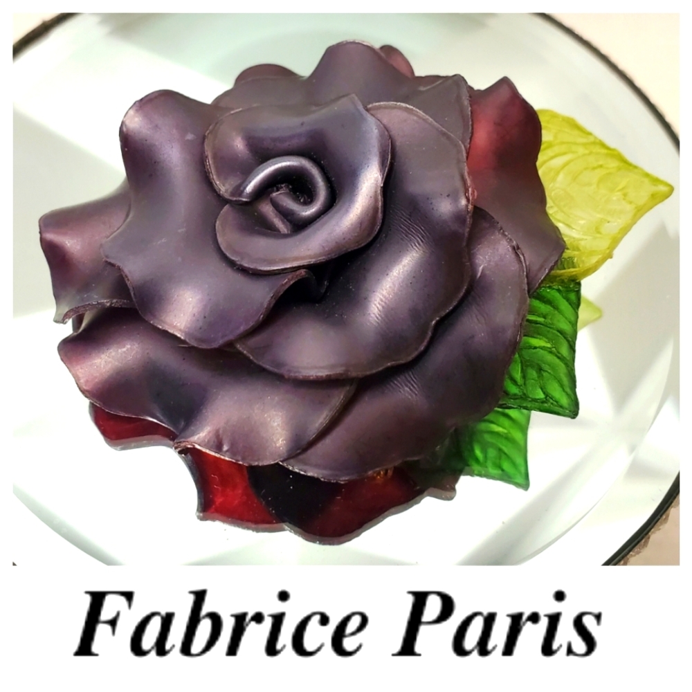 Romantic & Massive FABRICE PARIS Purple Rose Brooch Pin